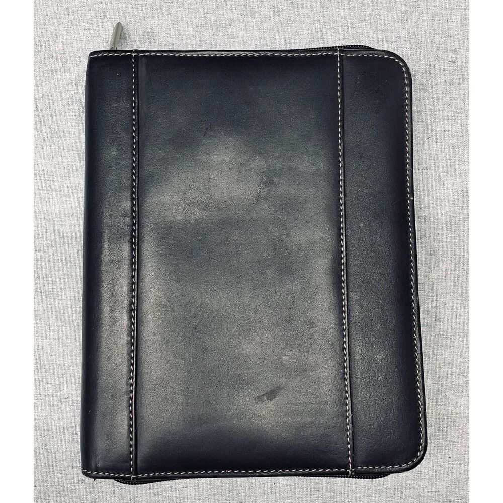 Leed's Black Zip Around Portfolio Organizer Padfolio Business Planner Case 9x7